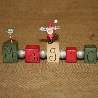 Santas Magic Key Block Word Christmas Resin Figurine Blossom Bucket 