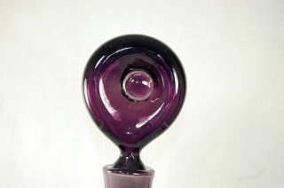 Vintage Blenko Art Glass Amethyst Pinched Signed Decanter Bottle 14 