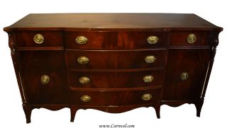 Antique Flamed Mahogany Federal Style Buffet Sideboard
