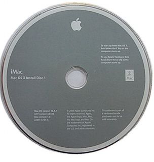 Genuine iMac Apple OS x 10 4 7 Software Install Restore Discs 24 Core 