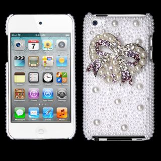 Heart Bow Pearl 3D Bling Back case with Package APPLE iPod touch 4th