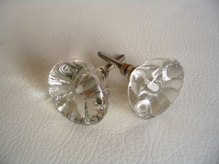 Vintage Style Clear Glass Crystal Cabinet Knobs Pulls Set of 4