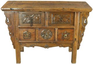 Antique Chinese Hall Table Chest Drawers Carved Horses