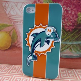 Apple iPhone 4 4S 4G Miami Dolphins Stripe Rubber Silicone Skin Case 