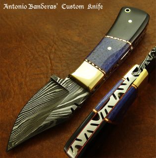 Antonio Banderas 1 of A Kind RARE Custom Damascus Skinning Knife File 