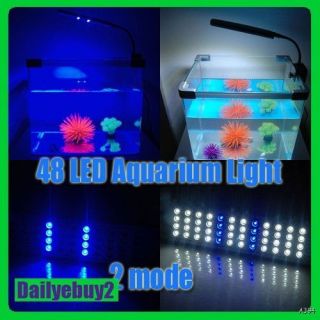   Clip Blue White 48 LED Light Aquarium Fish Tank Lighting Lamp