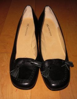 Anne Klein Womens Black Leather Heels Maauburn 9 Sharp Must C