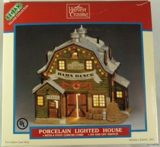    Crossing Barn Dance Porcelain Lighted Christmas Train House NEW