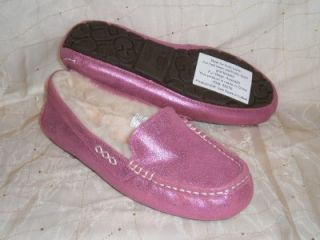 UGG ANSLEY Moc Slipper Shoes HOT NEON PINK/Rose US sz 7 NEW w/Box