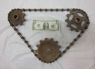 Antique Toothed Gear Pulley Manure Spreader Chain Farm Barn Old Apron 