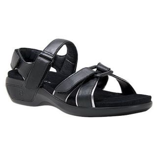Aravon by New Balance Kira Womens Black Leather Sport Sandals WSK04BK 