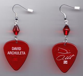 David Archuleta Red Signature Guitar Pick Earrings 2009