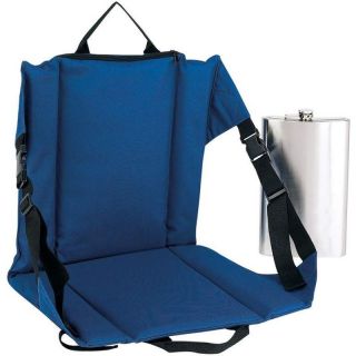 Blue Stadium Bleacher Cushion Chair w Pocket Flask Crazy Creek Folding 