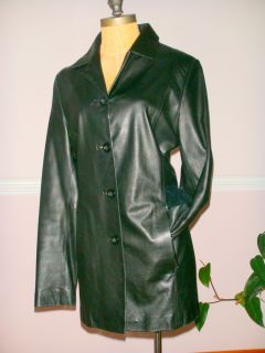 womens ARDEN B Black butter soft leather coat jacket 4 buttons L