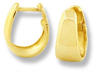Shaped Huggie Hoop Earrings 10K Yellow Gold 8mm Wide