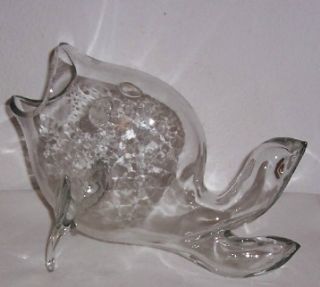 Vintage BLENKO ART GLASS CLEAR FISH FIGURINE Wayne Husted Design
