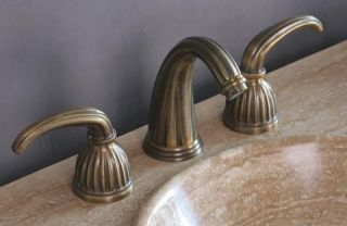 Antique Solid Brass Widespread Bathroom Sink Faucet 2 handle w/ Pop 
