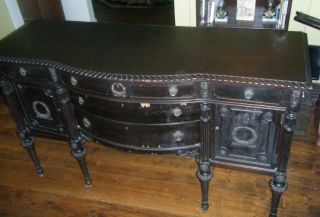 ANTIQUE ORNATE MAHOGANY SIDEBOARD BUFFET SERVER CARVED CABINET