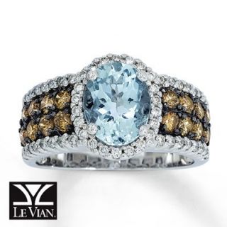 Le Vian 14k Chocolate Diamond Aquamarine Ring