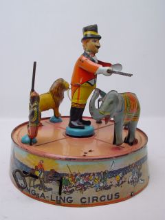 Vintage Marx Ring A Ling Circus Tin Toy Windup Works