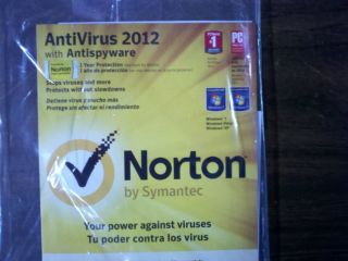 Norton AntiVirus 2012 Antispyware 1year1 user 3 installs with media 
