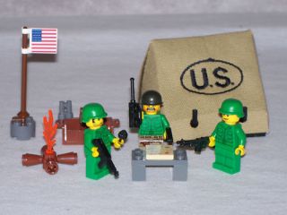 Lego WW2 U s Army Base Camp Playset w 3 Minifigs