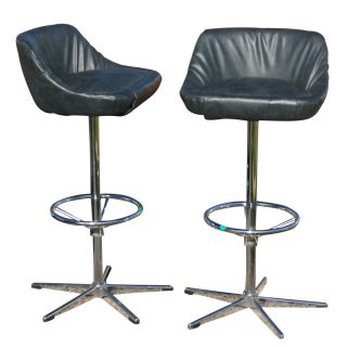 pair of vintage bar stools 5 star arne jacobsen style base upholstery 