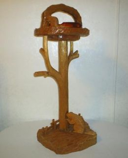 Vintage Carved Wood Beavers Smoking Stand Ashtray Arpin