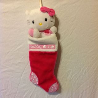 Christmas Stocking Pink Hello Kitty Plush LIGHTLY used 21 Long