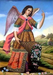 Saint Gabriel Original Oil Painting Peru Catholic Art
