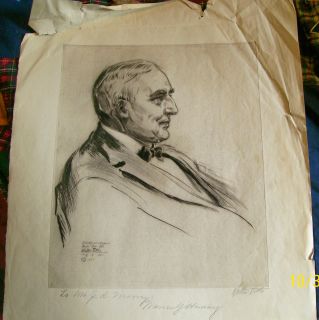 etching of warren g harding by walter tittle signed by both 1920