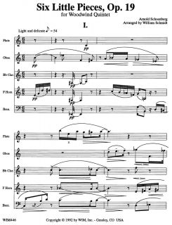 LITTLE PIECES OP 16 FOR WOODWIND QUINTET by Arnold Schoenberg
