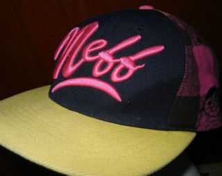 NEFF hat plaid wool blend baseball cap beanie neon pink logo headwear 