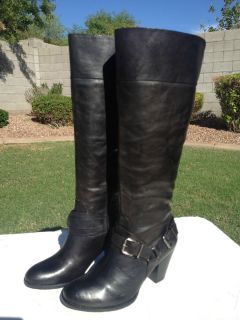 NEW Arturo Chiang Vala Knee High Harness Buckle Boots Sz 7 5 Black 