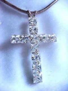 Sterling Silver Cross Square Diamonelle Chain Necklace
