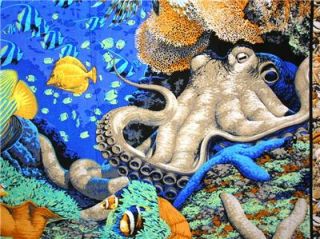 New Sea Turtle Fabric Wall Panel Fish Ocean Octpus Wildlife Coral 