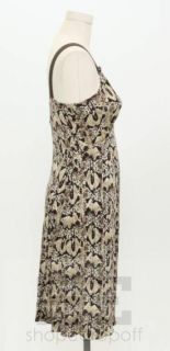 Elie Tahari Cream Brown Snake Print Silk Sleeveless Dress Size s P 