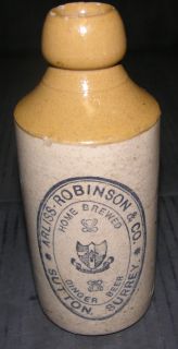 Arliss Robinson Home Brewed Pottery Ginger Beer Bottle Sutton Surrey 