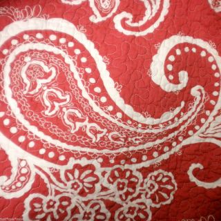 Artistic Accents Red Paisley Reversible Full Queen Quilt New Floral 