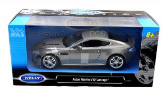 Welly Aston Martin V12 Vantage Silver 1 24 Diecast Car