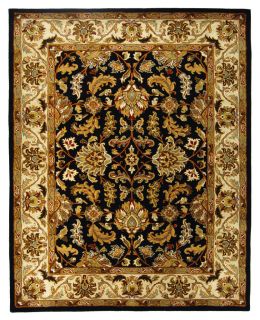Traditional style rug features a Black background with a Beige border