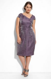 Adrianna Papell Asymmetric Purple Tiered Banded Dress Plus 18 W
