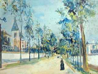 Collectible Signed Maurice Utrillo Street in The Suburbs Oil 