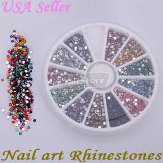 3000 Pcs 2 0mm Round Shape Nail Art Rhinestones Glitters Wheel