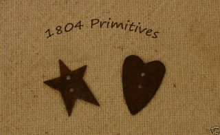 50 Primitive Rusty Tin Button Assortment Stars Hearts