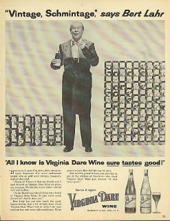 Vintage Schmintage says Bert Lahr for Virginia Dare Wine ad 1955