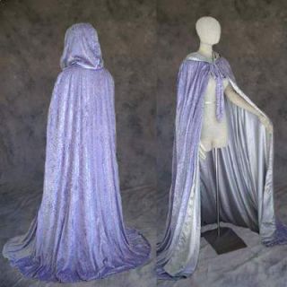 Lavender Silver Velvet Cloak Cape Wedding Wicca LARP