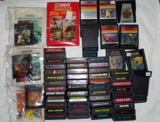 Atari game lot 2600 4800 59 total games some with box and or 