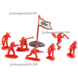 Walkie Action Figures Army Men with Flag XE2 Plastic Red Toy Soldiers 