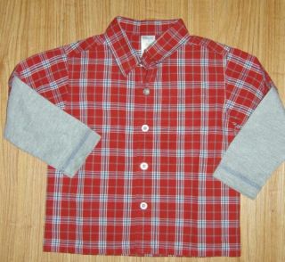 Gymboree Mr Fix It Double Sleeve Red Checked Shirt 3